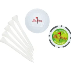 Golf Ball Tee Pack with Poker Chip