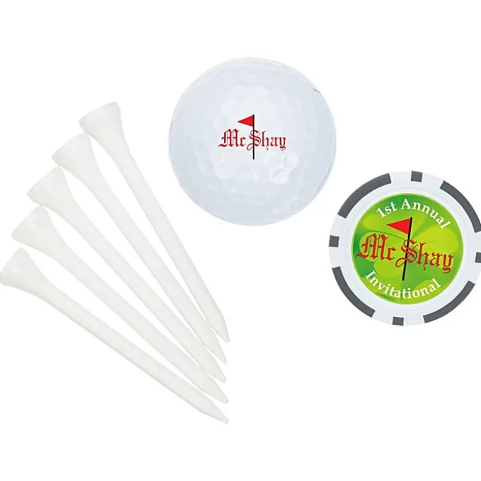 Golf Ball Tee Pack with Poker Chip