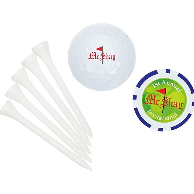 Golf Ball Tee Pack with Poker Chip