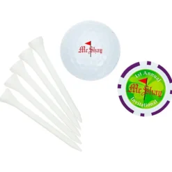 Golf Ball Tee Pack with Poker Chip