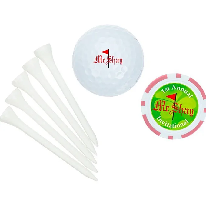 Golf Ball Tee Pack with Poker Chip