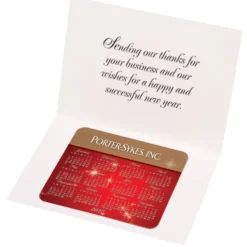 Greeting Card with Magnetic Calendar - Red & Gold New Year