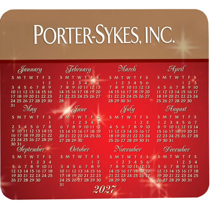 Greeting Card with Magnetic Calendar - Red & Gold New Year