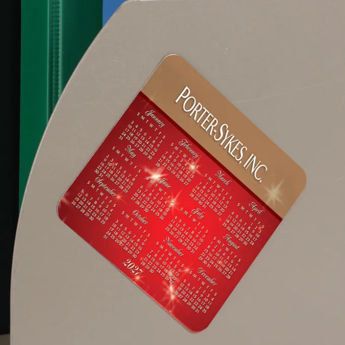 Greeting Card with Magnetic Calendar - Red & Gold New Year