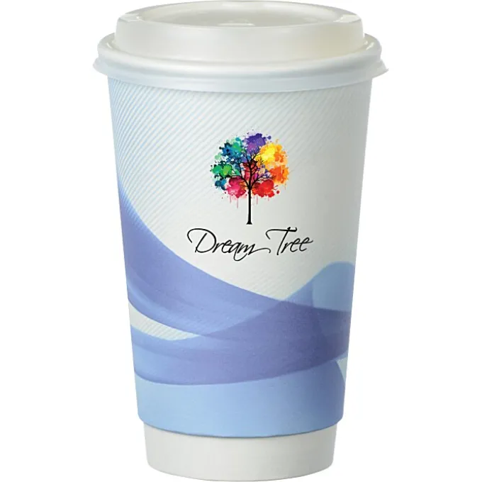 Groovy Full Color Insulated Paper Cup with Lid- 16 oz.