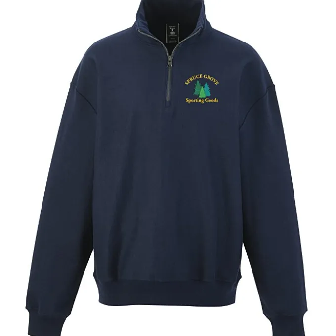 Hanes Beefy Sweats Premium Heavyweight 1/4-Zip Sweatshirt - Embroidered