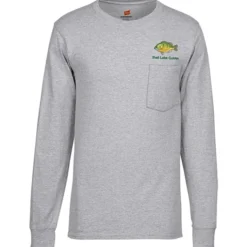 Hanes Workwear Pocket Long Sleeve T-Shirt - Embroidered