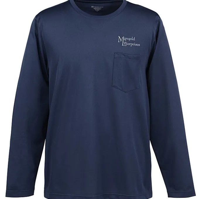 Harriton Charge Snag and Soil Protect Long Sleeve Pocket T-Shirt