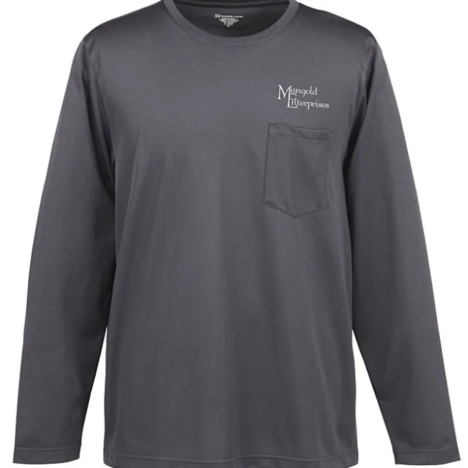 Harriton Charge Snag and Soil Protect Long Sleeve Pocket T-Shirt