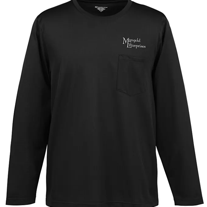 Harriton Charge Snag and Soil Protect Long Sleeve Pocket T-Shirt