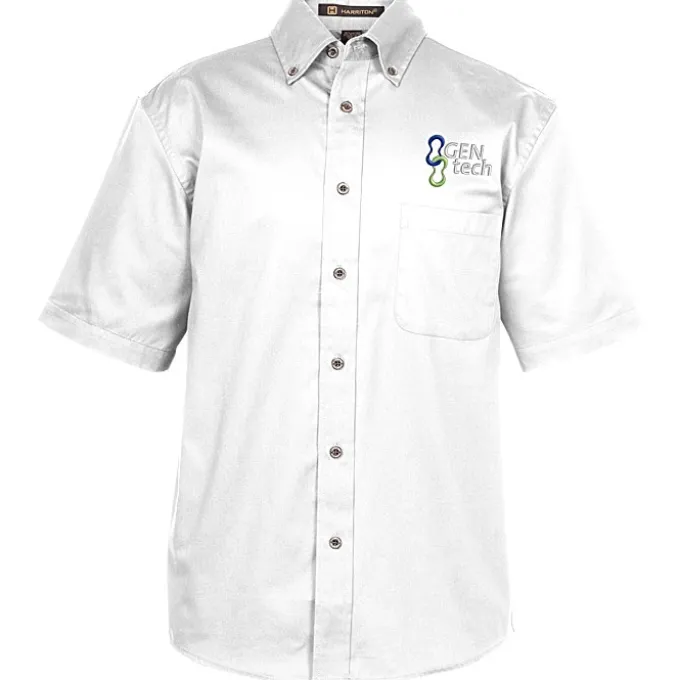Harriton Twill SS Shirt with Stain Release - Men's