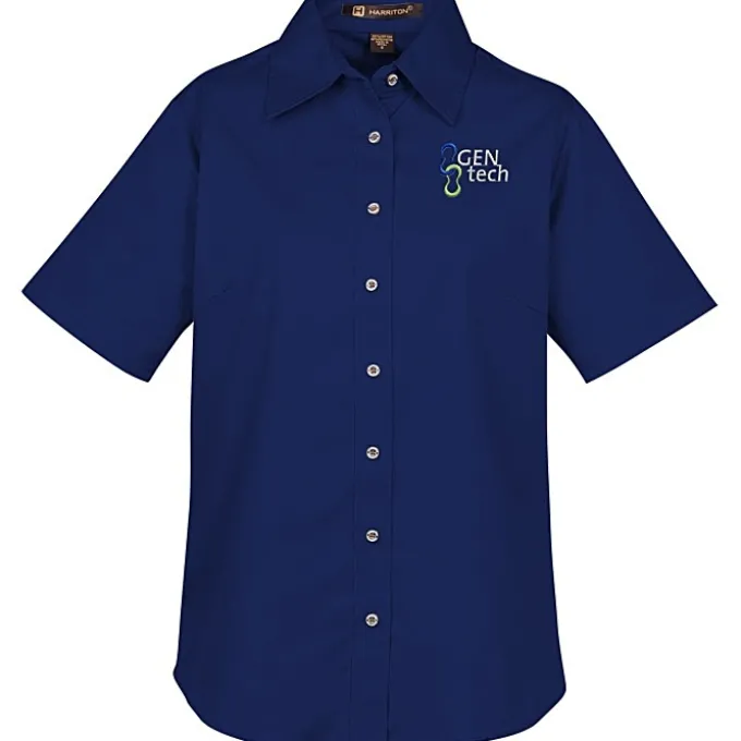 Harriton Twill SS Shirt with Stain Release - Ladies'