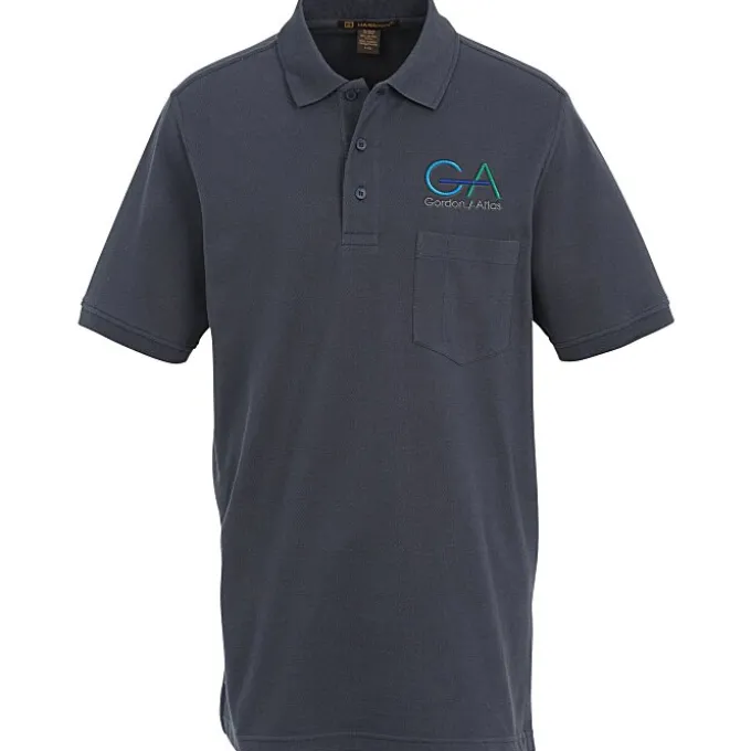 Harriton Valiant Cotton Snag Protect Pocket Polo