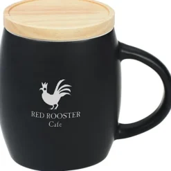 Hearth Coffee Mug with Wood Lid Coaster - 14 oz.- Laser- 24 hr
