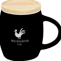 Hearth Coffee Mug with Wood Lid Coaster - 14 oz.- Laser- 24 hr