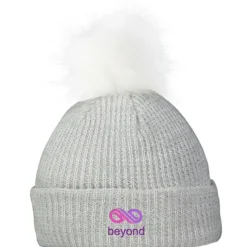 Heathered Faux Fur Pom Beanie