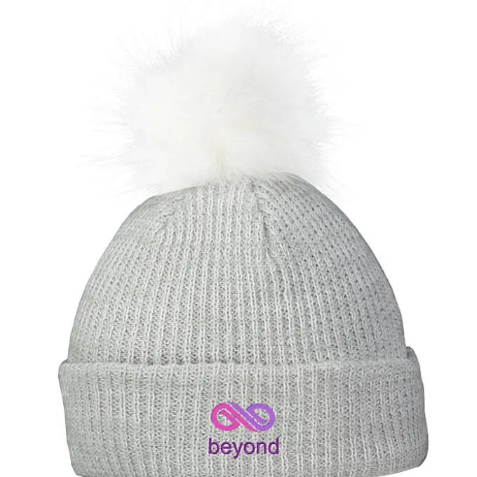 Heathered Faux Fur Pom Beanie