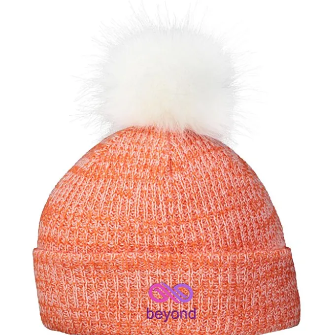Heathered Faux Fur Pom Beanie