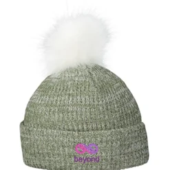 Heathered Faux Fur Pom Beanie