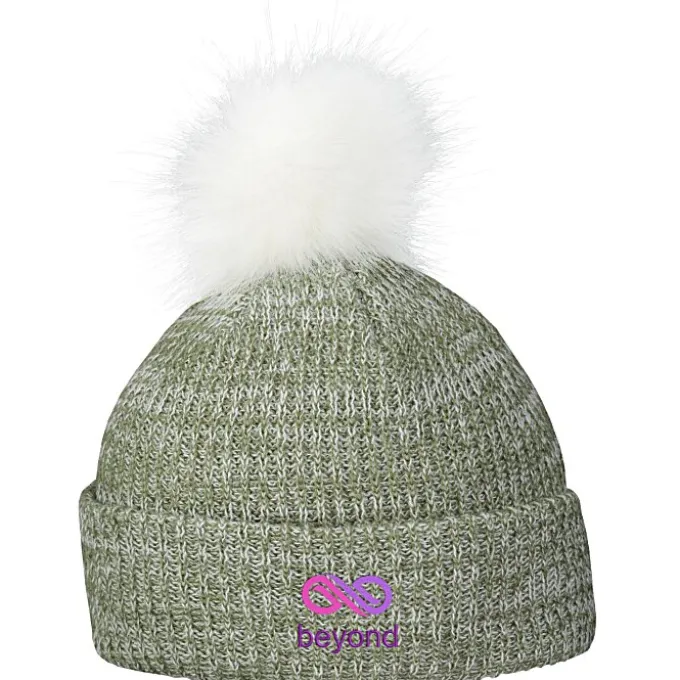 Heathered Faux Fur Pom Beanie
