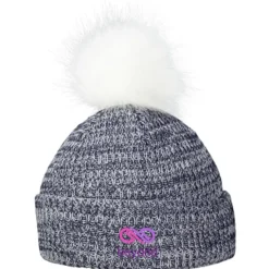 Heathered Faux Fur Pom Beanie