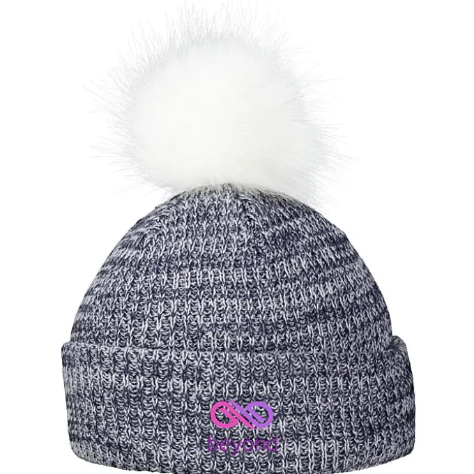 Heathered Faux Fur Pom Beanie