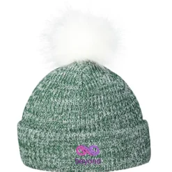 Heathered Faux Fur Pom Beanie