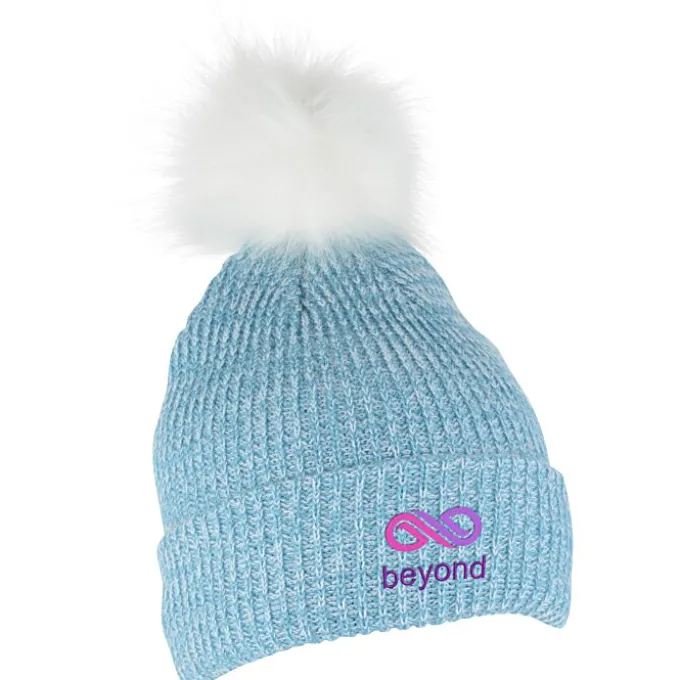 Heathered Faux Fur Pom Beanie