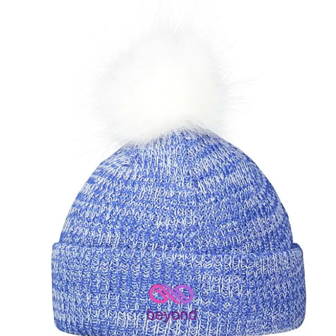 Heathered Faux Fur Pom Beanie