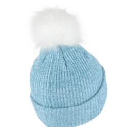 Heathered Faux Fur Pom Beanie