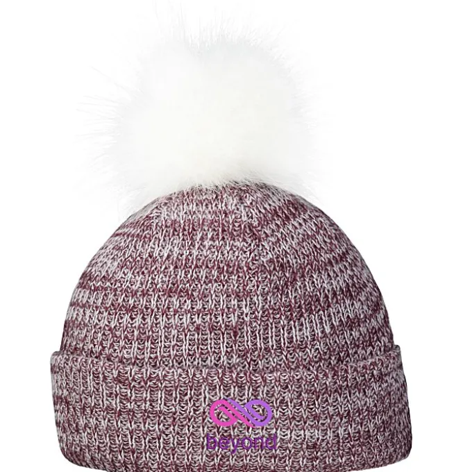 Heathered Faux Fur Pom Beanie