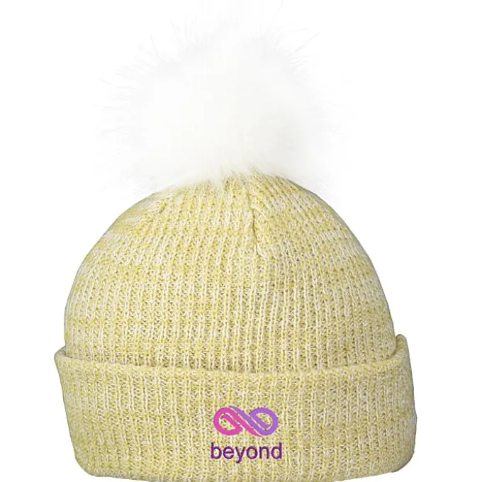 Heathered Faux Fur Pom Beanie