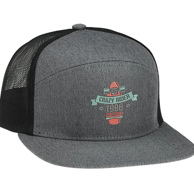 Heather 6 Panel Arch Trucker Snapback Cap