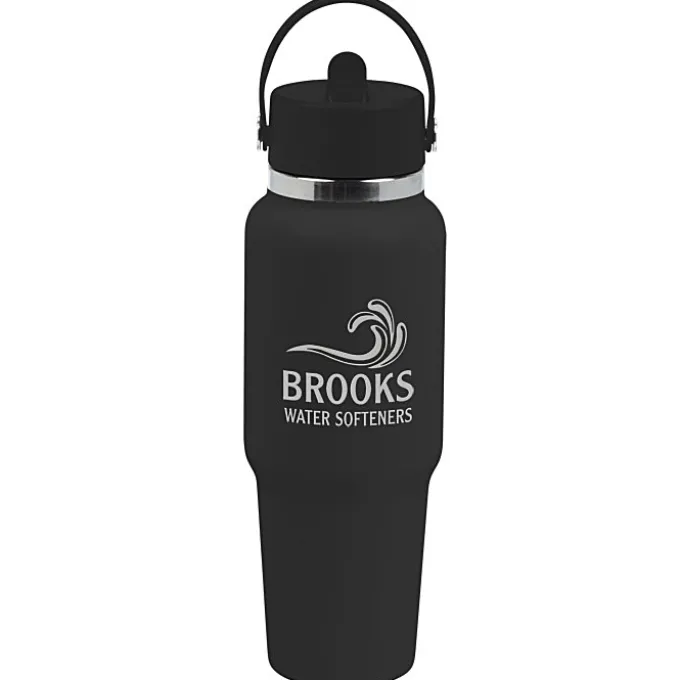 Hydro Flask Wide Mouth Travel Bottle with Flex Straw Cap - 32 oz - Laser Engraved
