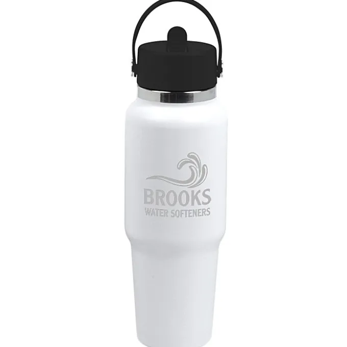 Hydro Flask Wide Mouth Travel Bottle with Flex Straw Cap - 32 oz - Laser Engraved