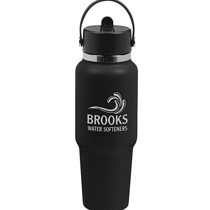 Hydro Flask Wide Mouth Travel Bottle with Flex Straw Cap - 32 oz - Laser Engraved