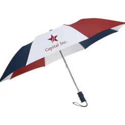 42-inch Folding Umbrella with Auto Open - Red / White / Blue - 42-inch Arc