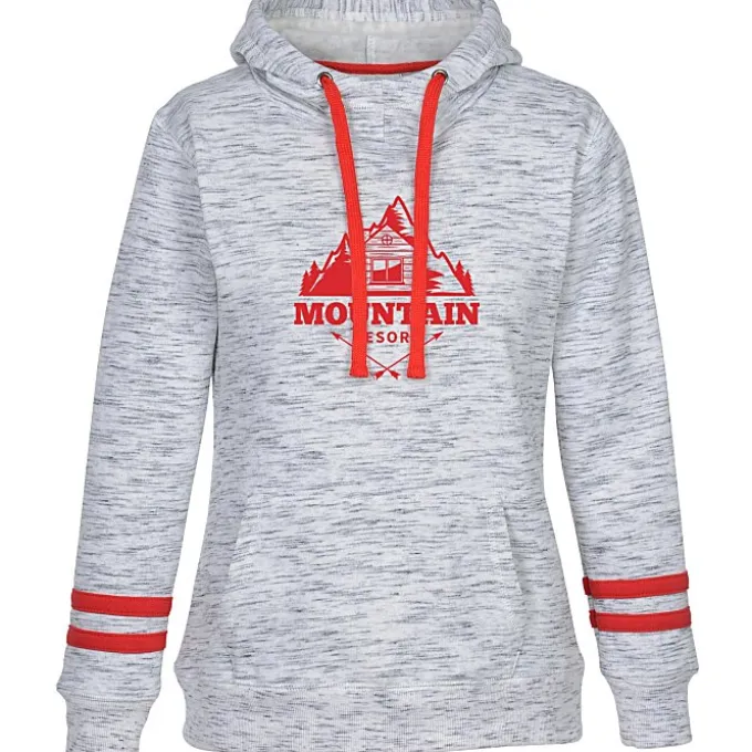 J. America Melange Stripe Sleeve Hoodie - Ladies' - Screen