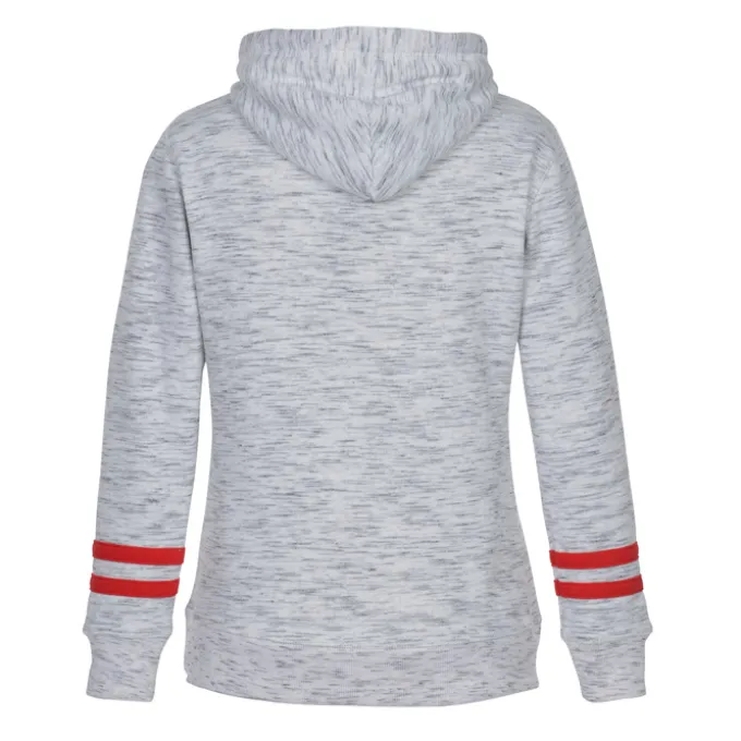 J. America Melange Stripe Sleeve Hoodie - Ladies' - Screen