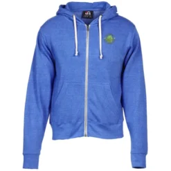 J. America Tri-Blend Full-Zip Hoodie - Embroidered