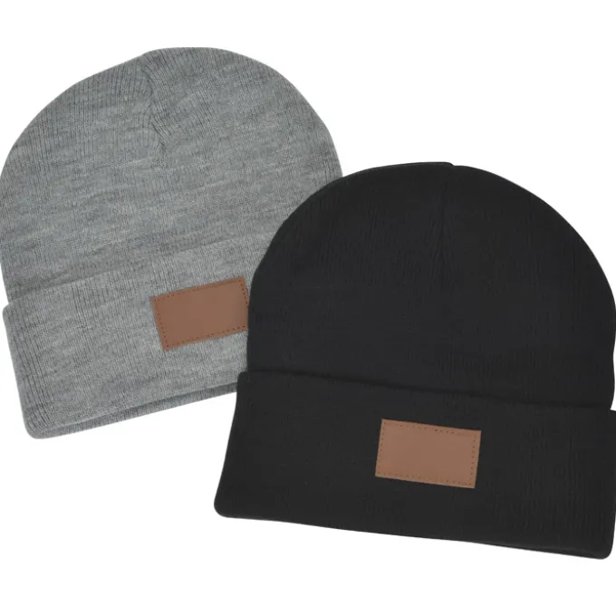 Knit Cuffed Patch Beanie