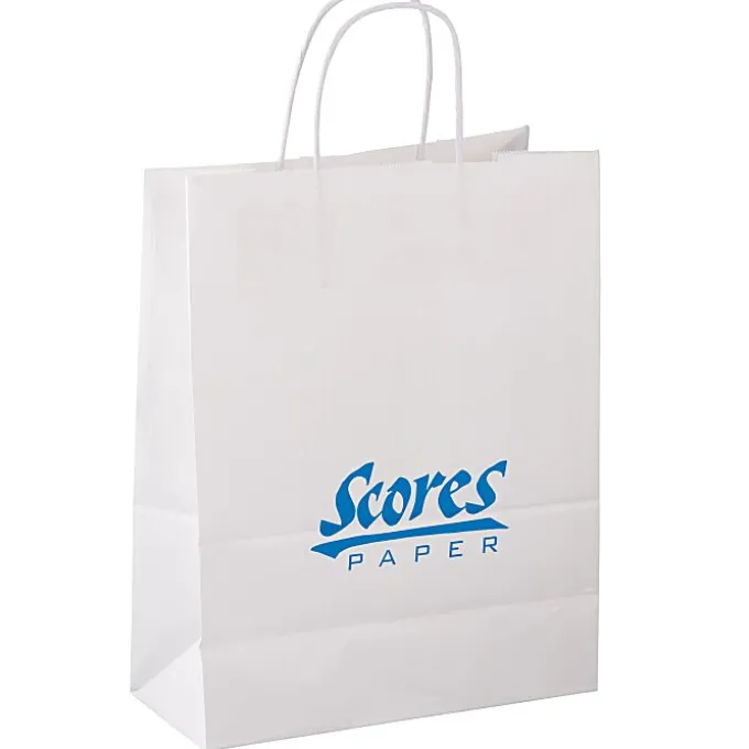 Kraft Paper White Shopping Bag - 13 inches x 10 inches