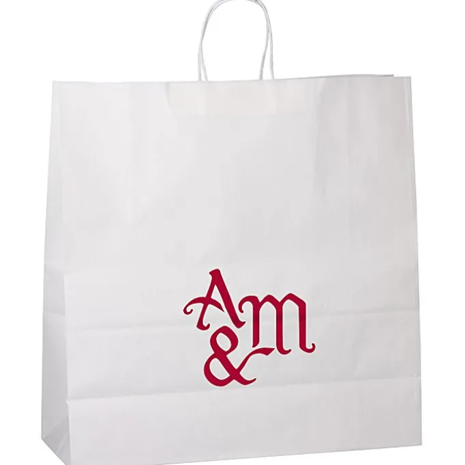 Kraft Paper White Shopping Bag - 18 3/4 inches x 18 inches