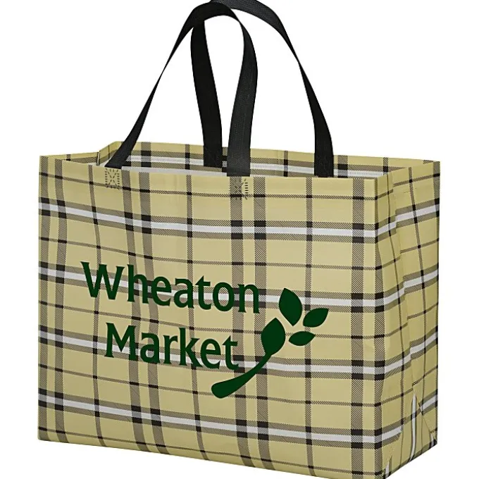 Laminated Non-Woven Plaid Tote