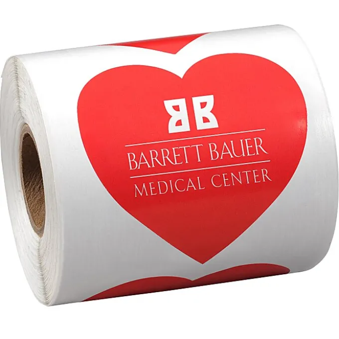 Lapel Sticker by the Roll - Heart - 2-7/16 inches x 2-1/2 inches