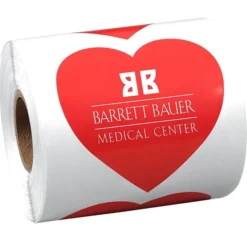 Lapel Sticker by the Roll - Heart - 2-7/16 inches x 2-1/2 inches