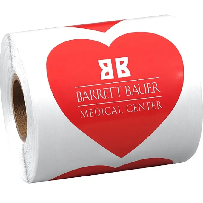 Lapel Sticker by the Roll - Heart - 2-7/16 inches x 2-1/2 inches