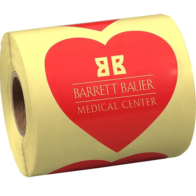 Lapel Sticker by the Roll - Heart - 2-7/16 inches x 2-1/2 inches