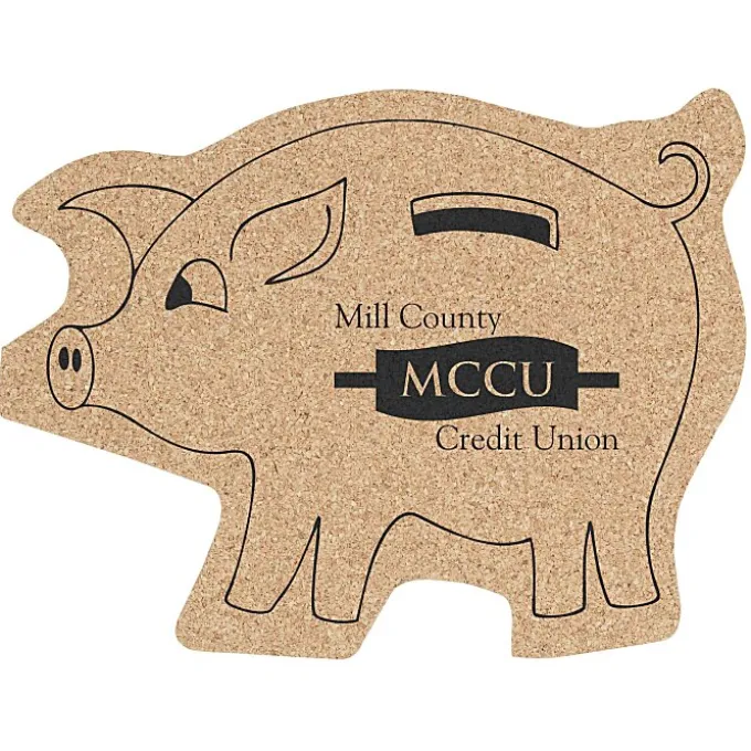 Large Cork Coaster - Piggy Bank
