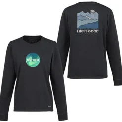 Life is Good Crusher Long Sleeve Tee - Ladies' - Full Color - Mountains